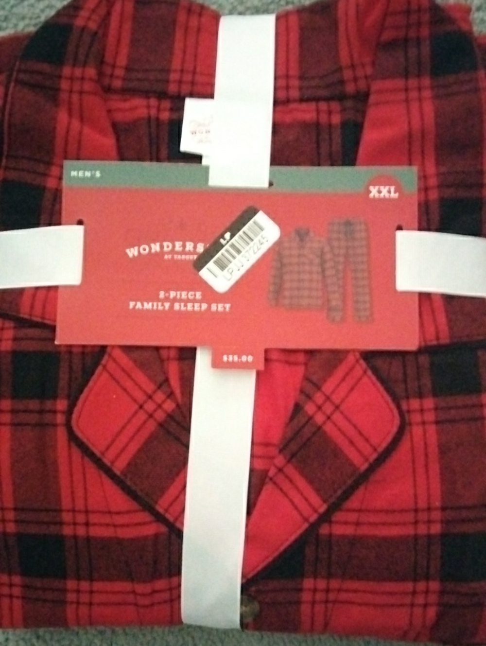 Men's Red Black Plaid Sleep Set - XXL